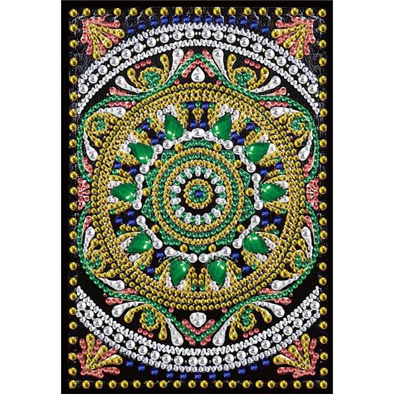 5D Diamond Painting Notebook Blank Page Gold & Blue Mandala DIY Diamond Painting Kits Leather Hardcover Arts and Crafts for Adults Adult Craft Kit WoodArtSupply