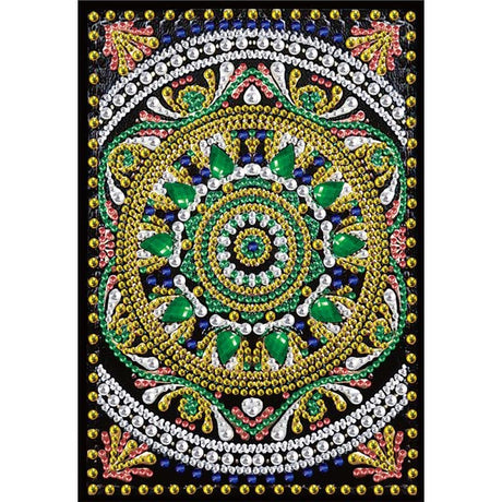 5D Diamond Painting Notebook Blank Page Gold & Blue Mandala DIY Diamond Painting Kits Leather Hardcover Arts and Crafts for Adults Adult Craft Kit WoodArtSupply