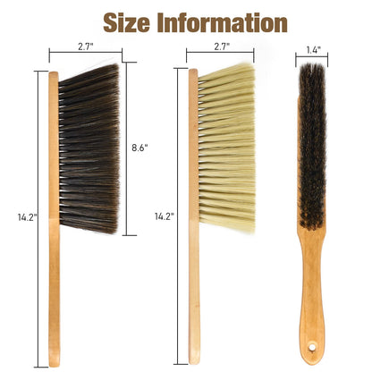 XXFLOWER 2PCS Wooden Hand Broom,Soft Bristle Cleaning Dust Brush Perfect for Counter, Bench, Car, Furniture, Sofa, Bed, Woodworking Cleaning - WoodArtSupply