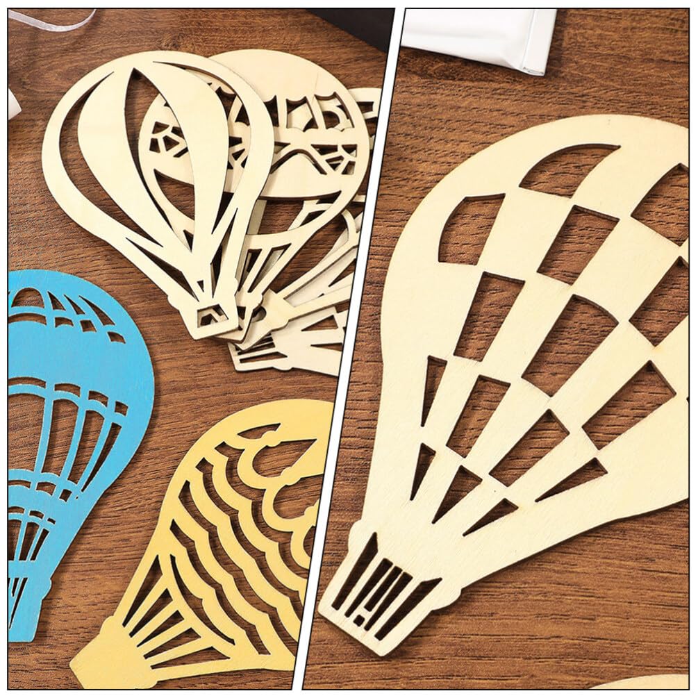 VOSAREA 10 Set Decor Wood Cutouts for Crafts Unfinished Wood Ornaments Hot Air Balloon Wood Discs Hot Air Balloon Wood Slices Wood Hot Air Balloon VOSAREA