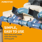 POWERTEC 70133 2-1/2-Inch Blast Gate for Dust Collector, Dust Collection Fittings POWERTEC