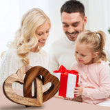 Valentine's Day Romantic Heart Gifts for Her, Handmade Wood Hearts Shape for Couple Wife Husband Wedding Anniversary Birthday Present (Linked Hearts Lightzz