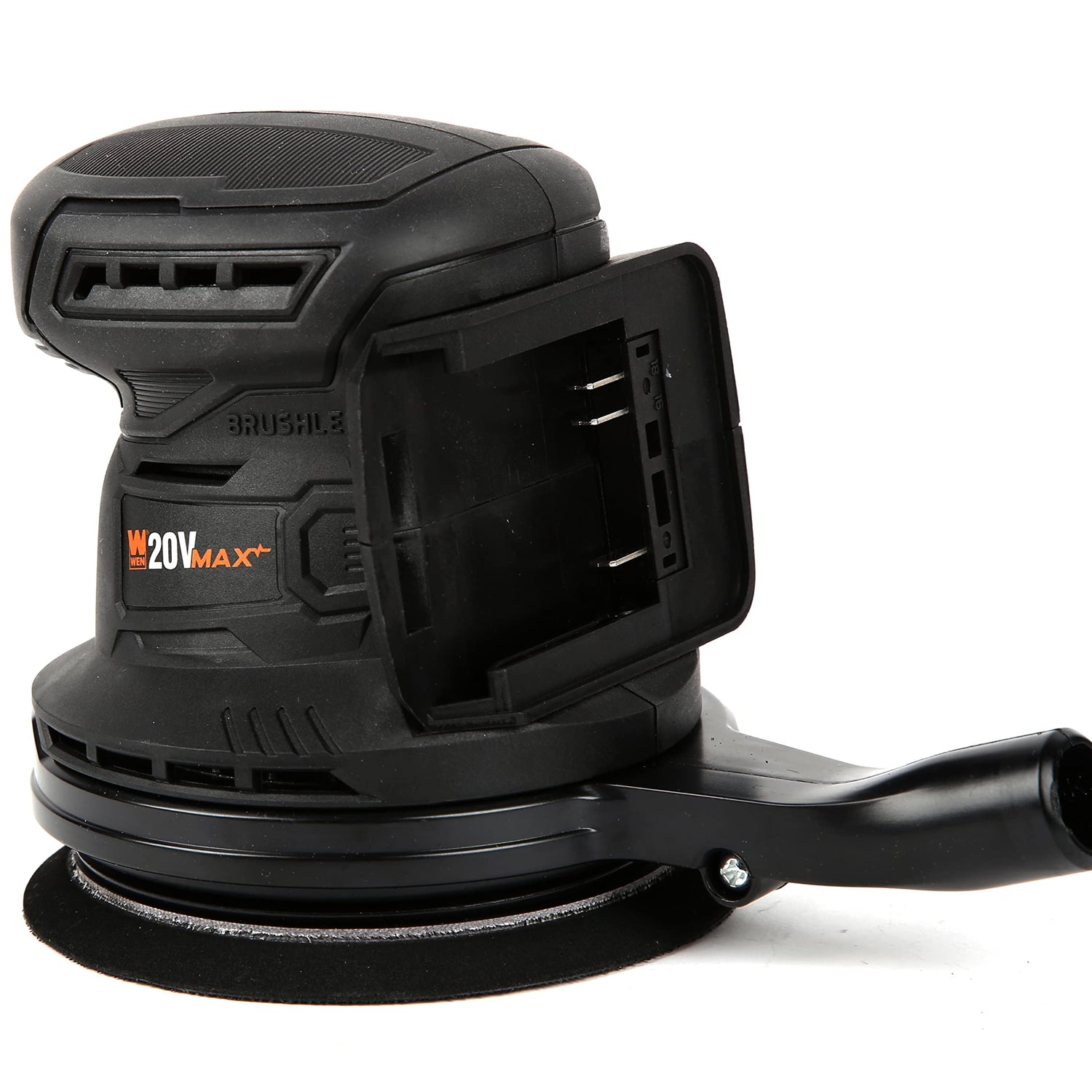 WEN Cordless Orbital Sander, Brushless with 5-Inch Random Orbit Pad, 20V Max 2.0 Ah Lithium-Ion Battery and Charger (20405),Black WEN