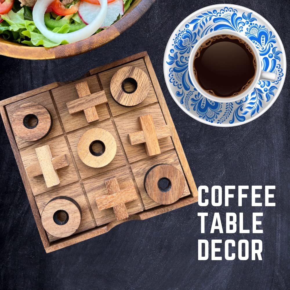 NUTTA - TicTacToe Tic Tac Toe Wooden Board XO OX Games Coffee Table Desk Toy Fun Game with Friends and Family Adult Games Travel Backyard Indoor NUTTA