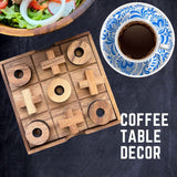 NUTTA - TicTacToe Tic Tac Toe Wooden Board XO OX Games Coffee Table Desk Toy Fun Game with Friends and Family Adult Games Travel Backyard Indoor NUTTA