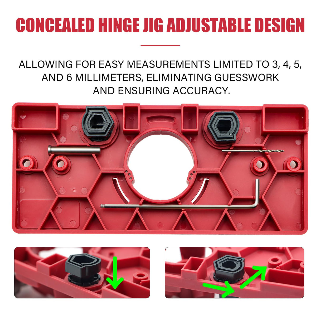 Vigtayue 35mm Hinge Drilling Jig Hole Guide Woodworking Tools, Concealed Hinge Jig for Kitchen Cabinet Doors Hinge Vigtayue
