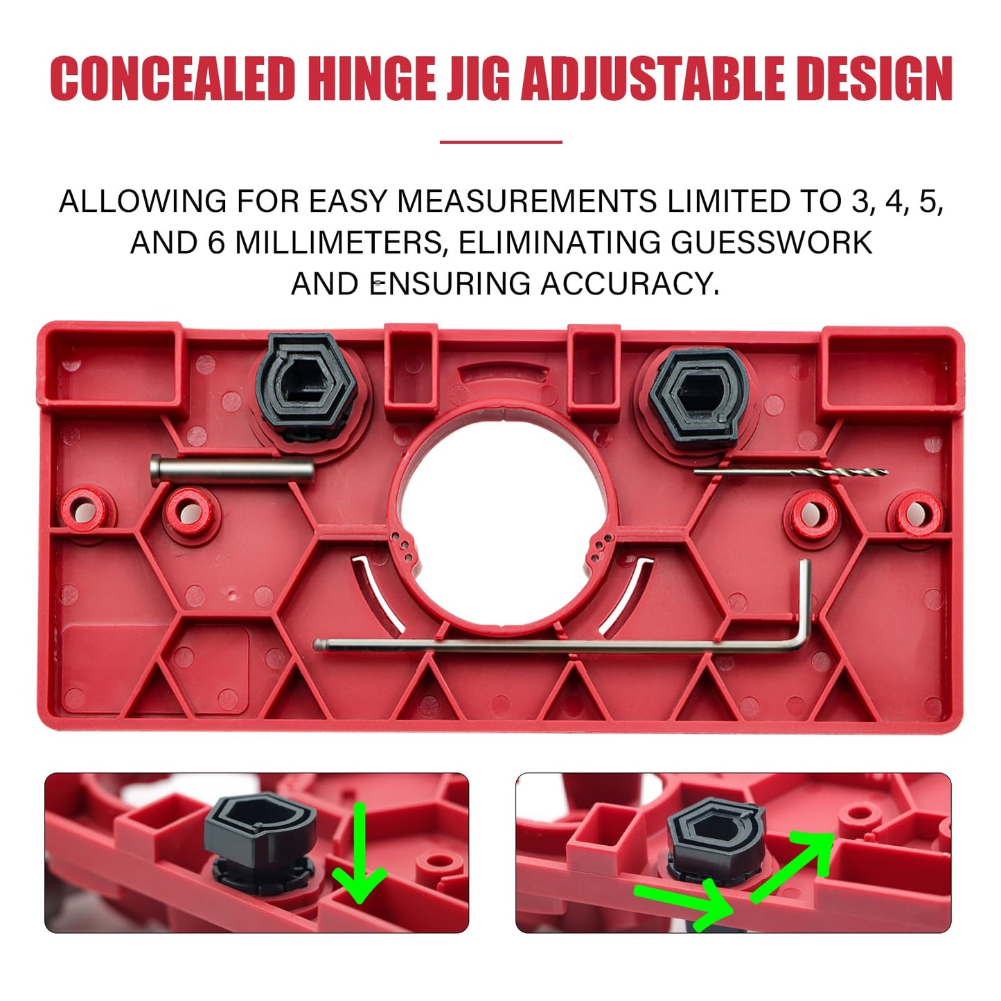 Vigtayue 35mm Hinge Drilling Jig Hole Guide Woodworking Tools, Concealed Hinge Jig for Kitchen Cabinet Doors Hinge - WoodArtSupply