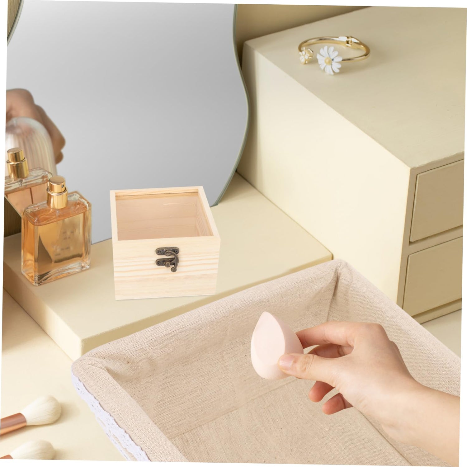 Unomor 2pcs Boxes Wooden Storage Box Small Wooden Boxes Car Interior Wood Boxes for Crafts Wood Crates Unfinished Wood Treasure Wood Unpainted Unomor