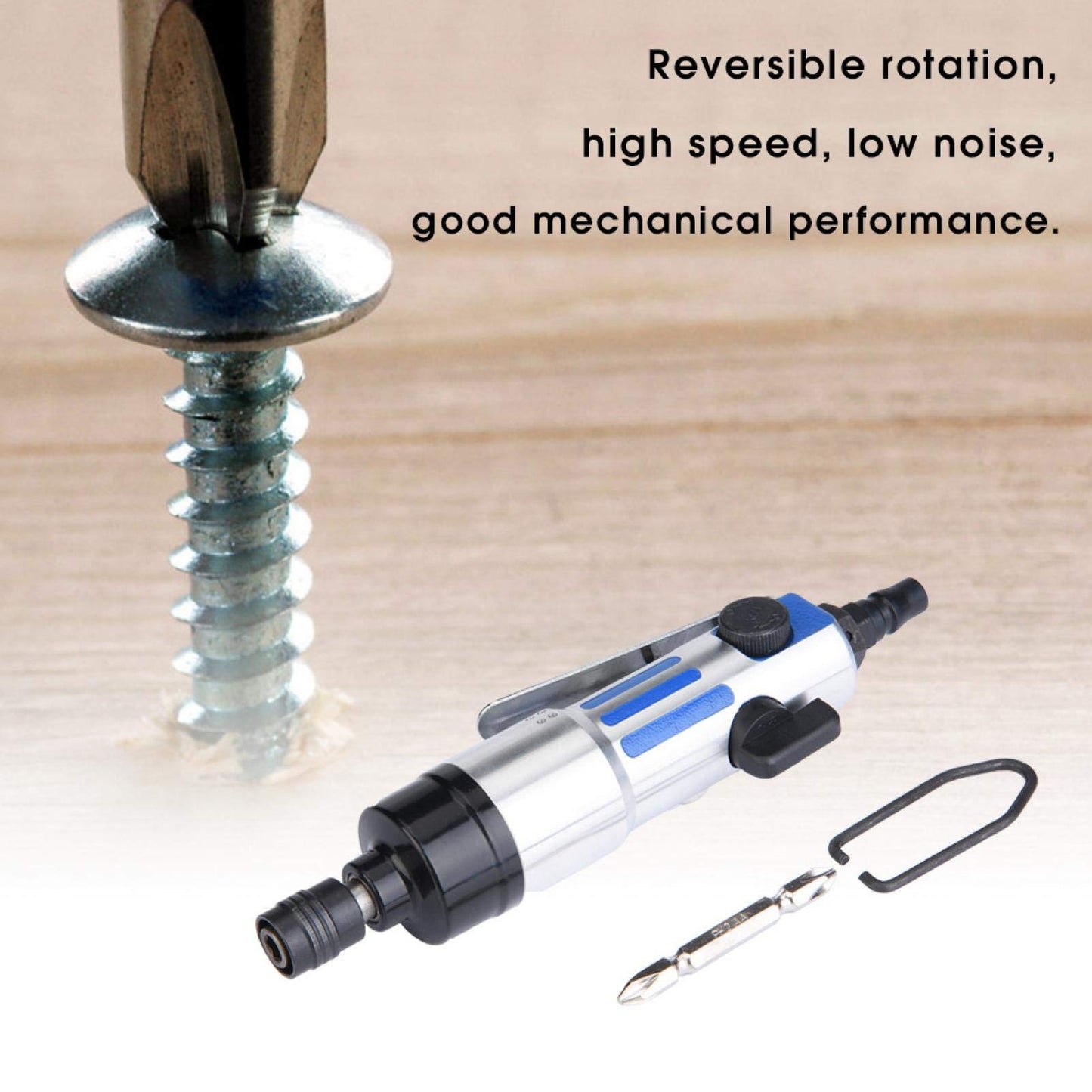 Air Screwdriver, Adjustable Industrial Screwdriver, 1/4" Pneumatic Air Screwdriver Straight Hand Industrial Screw Driver Tool 9000rpm - WoodArtSupply