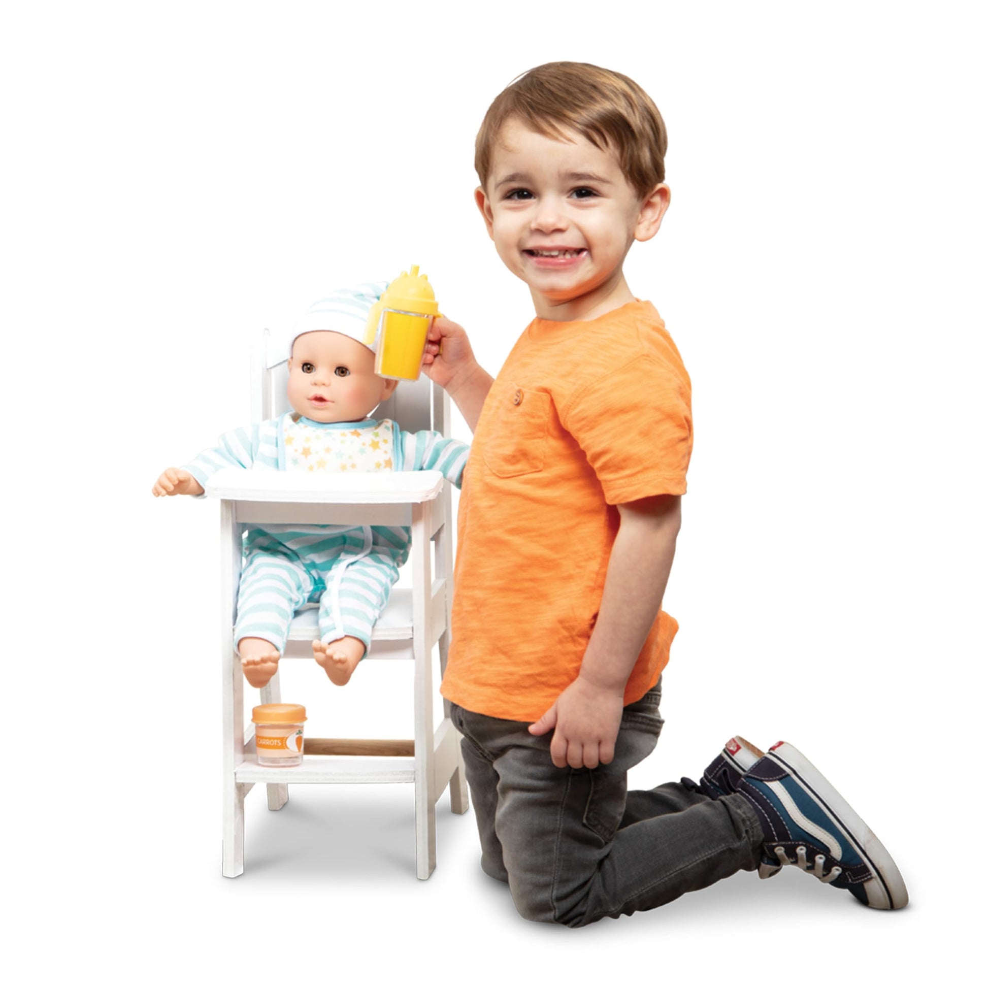 Melissa & Doug Play High Chair - Pretend Play High Chair Baby Doll Accessories,White - WoodArtSupply