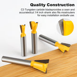 Yueqing Zhongji 1/4 Inch Shank Dovetail Router Bit Set 1/4"3/8"1/2" 5/8" Dovetail Router Bit-1/4"Shank -4PCS Yueqing Zhongji