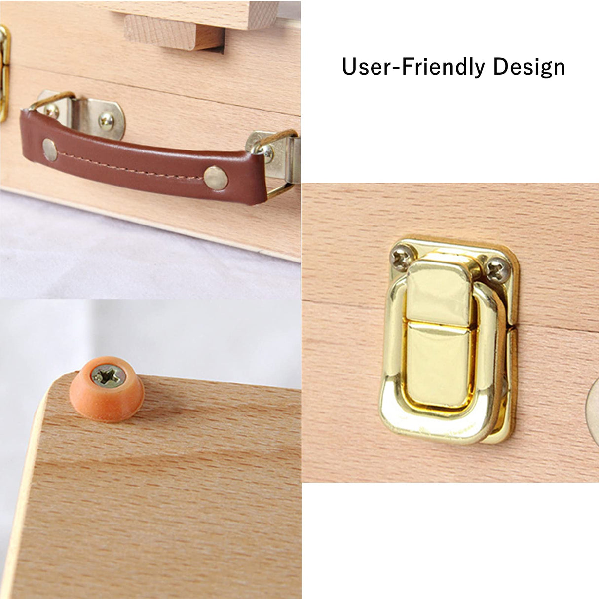 DEAYOU Wood Tabletop Easel Storage Box, Beechwood Portable Sketchbox for Painting, Adjustable Wooden Desktop Drawing Easel Case for Art Supplies, DEAYOU