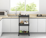 Sooyee 3-Tier Plastic Rolling Utility Cart with Wheels, Multi-Functional Storage Trolley for Office, Living Room, Kitchen, Movable Storage Organizer Sooyee