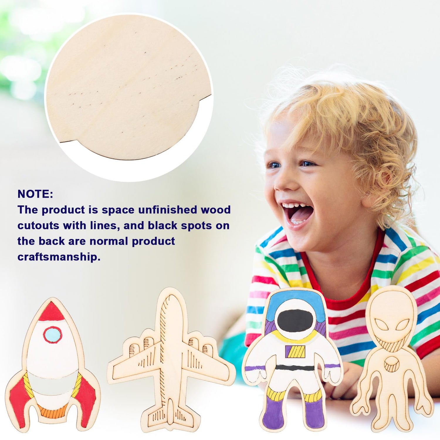 Outer Space Unfinished Wooden Cutouts Wooden Paint Crafts for Halloween Christmas Decoration Kids DIY Craft Art Project and Home Decor Ornament Jetec