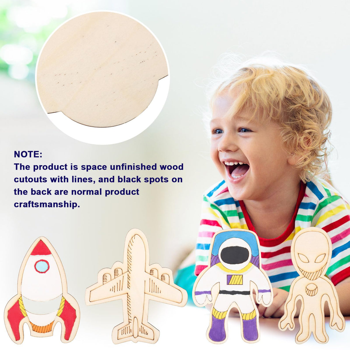 Outer Space Unfinished Wooden Cutouts Wooden Paint Crafts for Halloween Christmas Decoration Kids DIY Craft Art Project and Home Decor Ornament Jetec