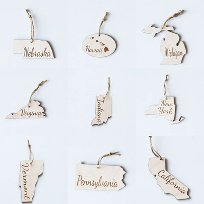 State Christmas Ornaments, Wooden Tree Holiday Decor, Unfinished 2021 Personalized Unique Durable Engraved Shapes (New York) - WoodArtSupply