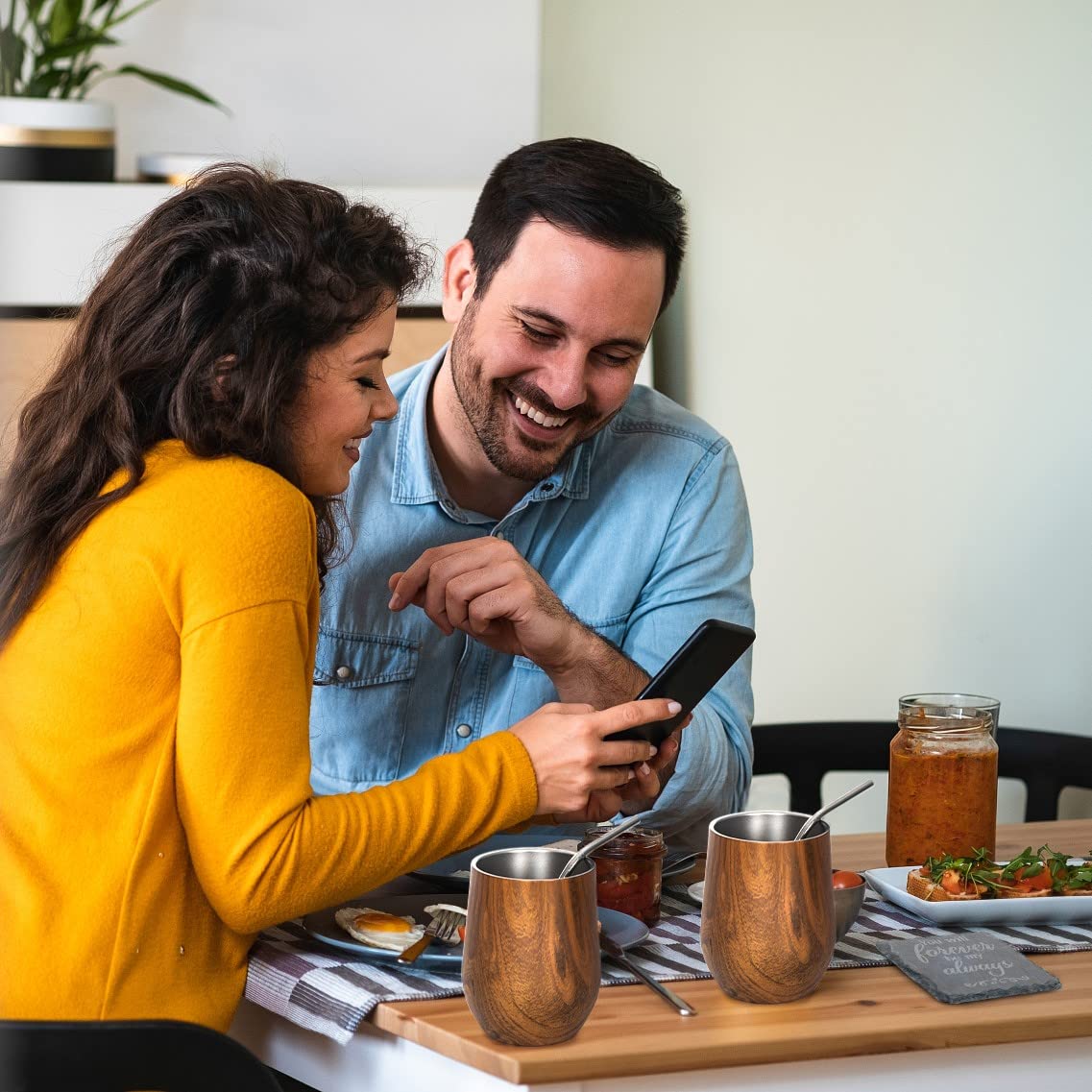 Gift for Her Anniversary Best Birthday Gifts for Girlfriend, Wine Tumbler Gift Set Wood Anniversary 5 Year Gift for Her Romantic, 1st Anniversary for BESZONE