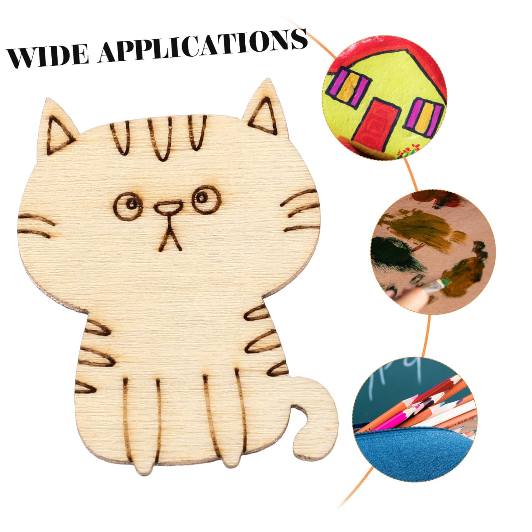 ibasenice 100pcs Wooden Cat Chips Unfinished Cat Wood Plaques Wood Cat Figurine Unfinished Wood Cutouts Animal Wooden Ornaments Wooden Cat Discs - WoodArtSupply