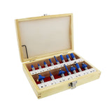 ABN 1/2in Shank Tungsten Carbide Router Bits for Woodworking - Wood Router Bit Set 15p Straight, Dovetail, Chamfer, Ogee ABN