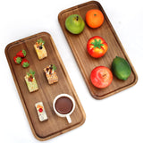 2 Pcs Rectangular Wooden Platters for Food Party Appetizer Fruit Serving Tray for Decor 16" x 8" Large Acacia Wood Cheese Charcuterie Board Rectangle Ayiaren