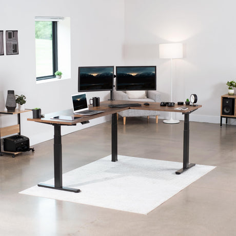 VIVO Electric Motor Height Adjustable Corner 3 Leg Standing Desk Frame, Frame Only, Sit Stand Ergonomic L Frame, Black, DESK-V130EB VIVO