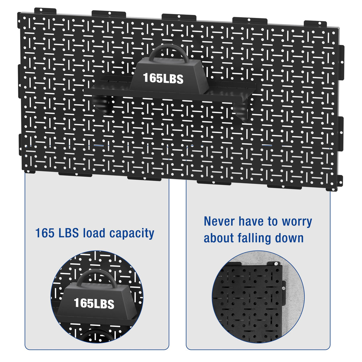 WORKPRO Metal Pegboard 16”x 32” Steel Panel with Round Holes & Vertical Slots 3-Pack, Black Heavy Duty Garage Peg Board Wall Pegboard for Wood WORKPRO