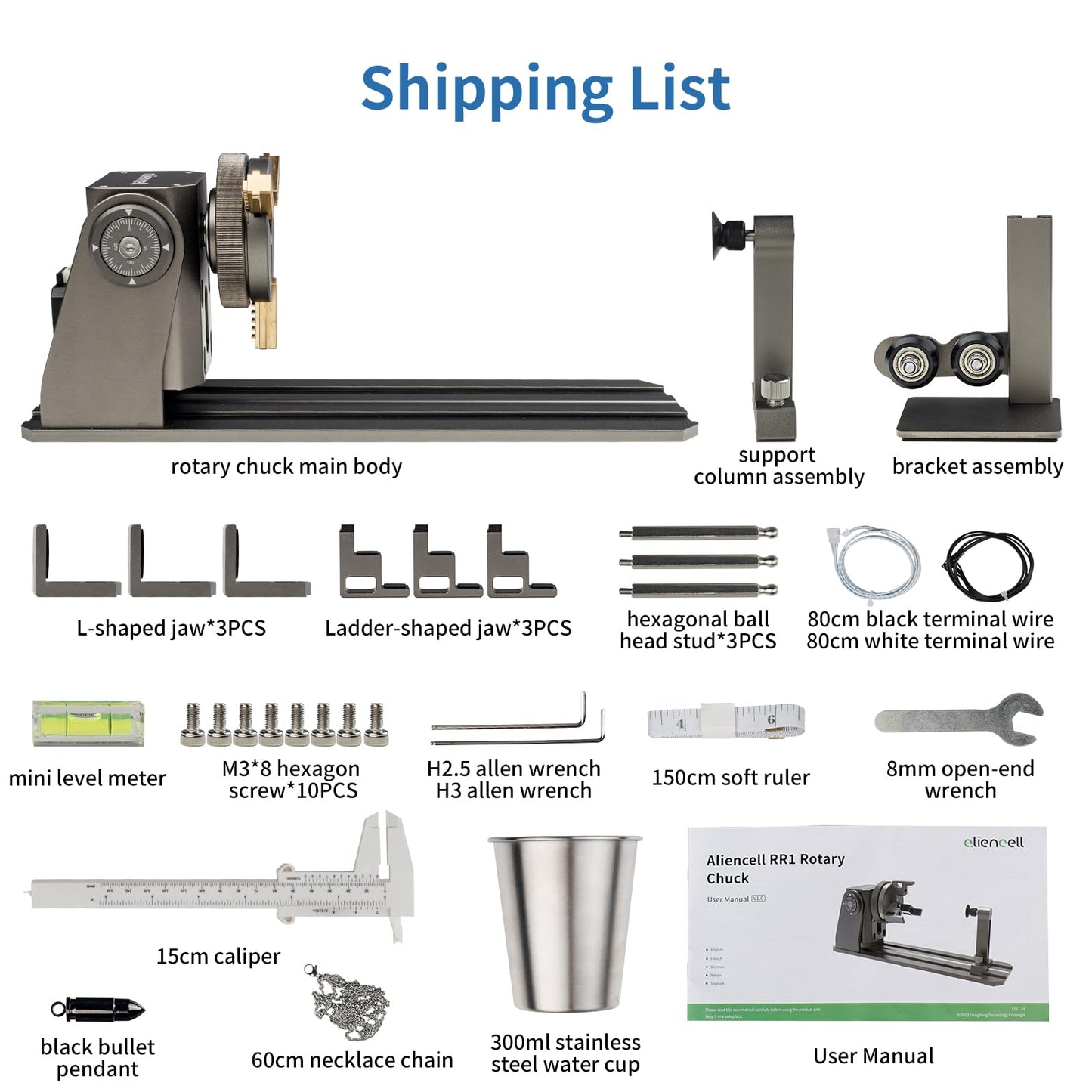 ALIENCELL RR1 Rotary Roller,180° Angle Adjustment Jaw Roller, Compatible with Most Laser Engraver Machine for Engraving Cylindrical Object Boxes, - WoodArtSupply