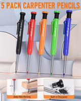 Nicpro 31 Pack Carpenter Pencil Set with Sharpener, Mechanical Carpenter Pencils with 128PCS Refills and Carbide Scribe Tool, Heavy Duty Construction Nicpro