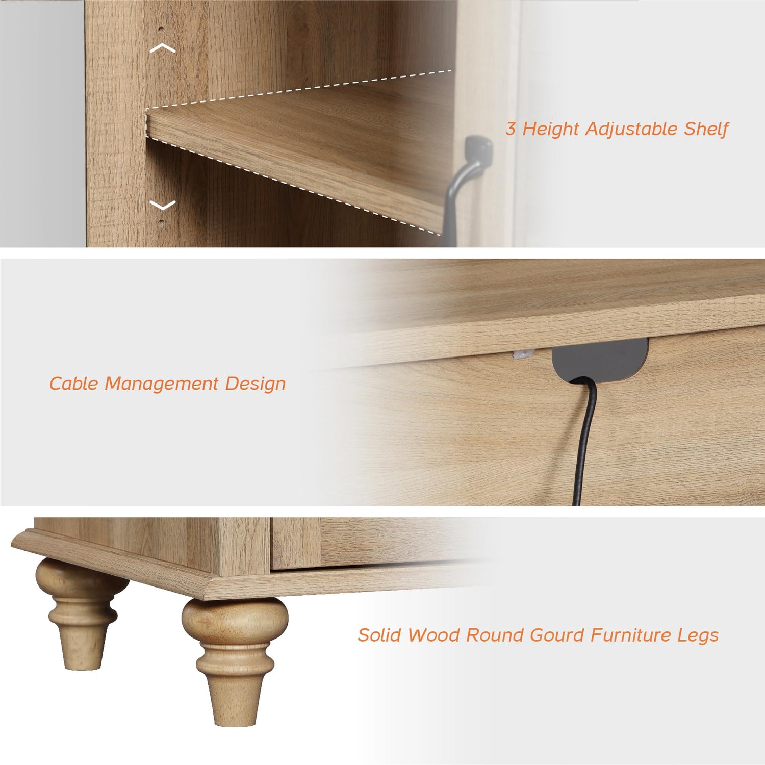 WAMAPT Sideboard Buffet Cabinets with 4-Glass Door, Kitchen Storage Cabinets, Wood Coffee Bar Tables with Adjustable Shelf, Accent Sideboard Storage WAMPAT