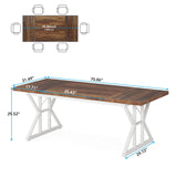 Tribesigns Farmhouse Dining Table for 6 People, 70.8-Inch Rectangular Wood Dining Table, Rustic Kitchen Table with Heavy Duty Metal Legs for Dining Tribesigns