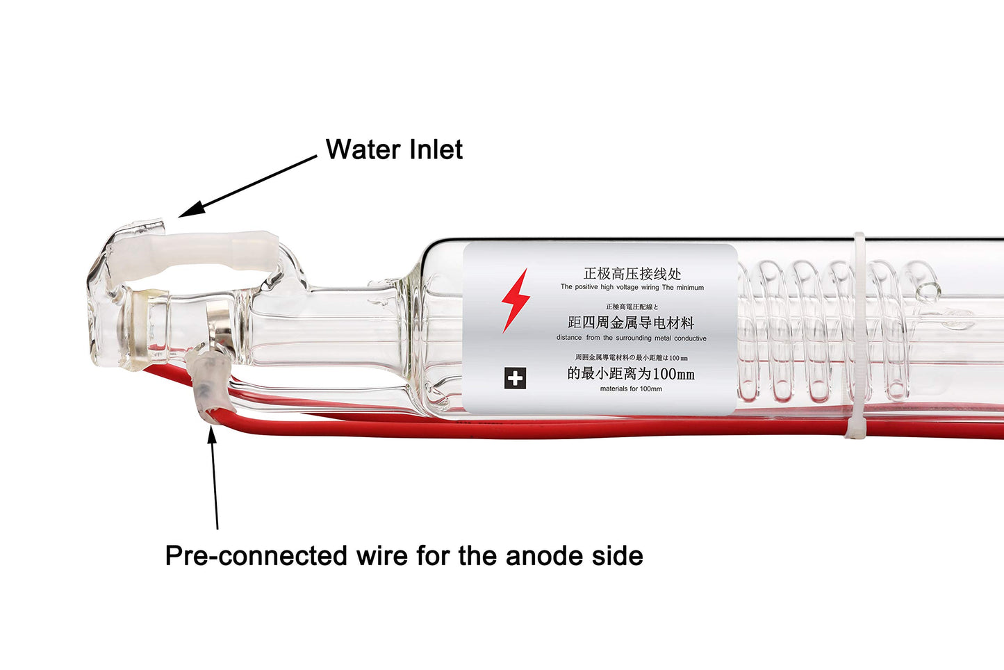 TEN-HIGH 50W CO2 Laser Tube 800mm D50mm, Wires Preconnected with Coating, for Laser Cutter Laser Engraving Cutting Machine - WoodArtSupply