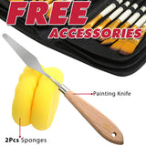 DUGATO Artist Paint Brush Set 15pcs Includes Pop-up Carrying Case with Painting Knife and 2 Sponges for Acrylic, Oil, Watercolor, Art, Scale Model, DUGATO