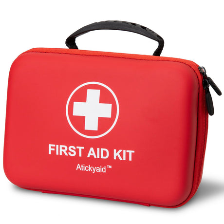 First Aid Kit 340 Piece, Premium Waterproof Hard Shell Medical Kit for Car, Home, Office, Travel, Camping, Sports, Outdoor, School - Emergency First Atickyaid