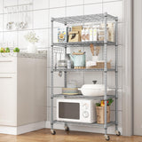 Homdox 5 Tier Adjustable Rolling Storage Shelves, Heavy Duty Wire Storage Racks and Shelving, Metal Shelves for Storage with Side Hooks for Pantry Homdox