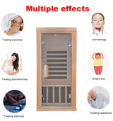 Infrared Saunas Room for Home 1 Person 1260W,7 Piece Graphene Heating Plate Dry Sauna, Wooden Canadian Hemlock Indoor Spa Sauna,Multi Functional Kang Share