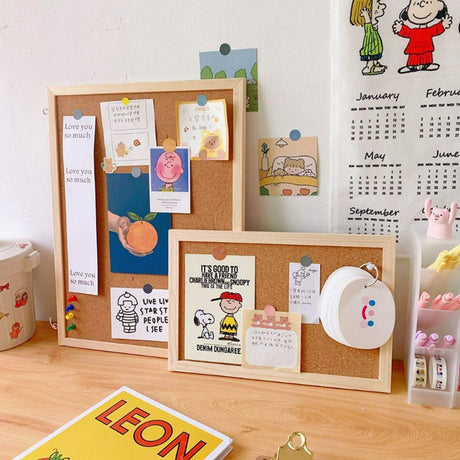 GDMINLO Cork Board Bulletin Board, 15.7"X 12" pin Boards for Walls, Oak Wood Finish Frame, Wall Mounted Cork Board for Office Home and School(Pins, GDMINLO
