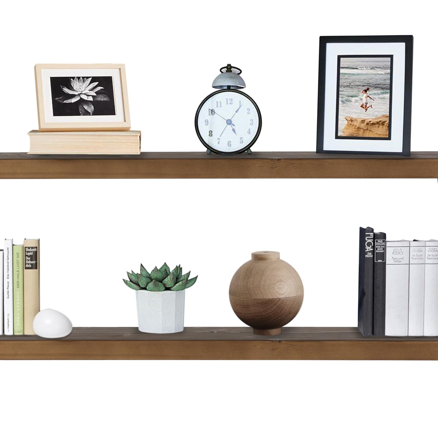 TEN49 Espresso Industrial Pipe Floating Wood Shelf - 36" Rustic Decor TEN49