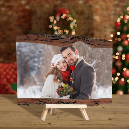 Personalized Photo Wood Slice Custom Engraved Picture Frame Album Wooden Crafts with Bracket Photo Printing on Wood Slices for Christmas Valentine's