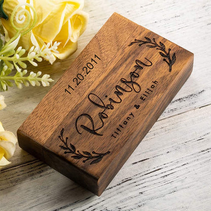 Eyesoul Custom Ring Bearer Box,Wooden Ring Box For Wedding/Proposal/Engagement,Personalized Wedding Stuff,Wedding Ring Holder With Name/Date,Jewelry - WoodArtSupply