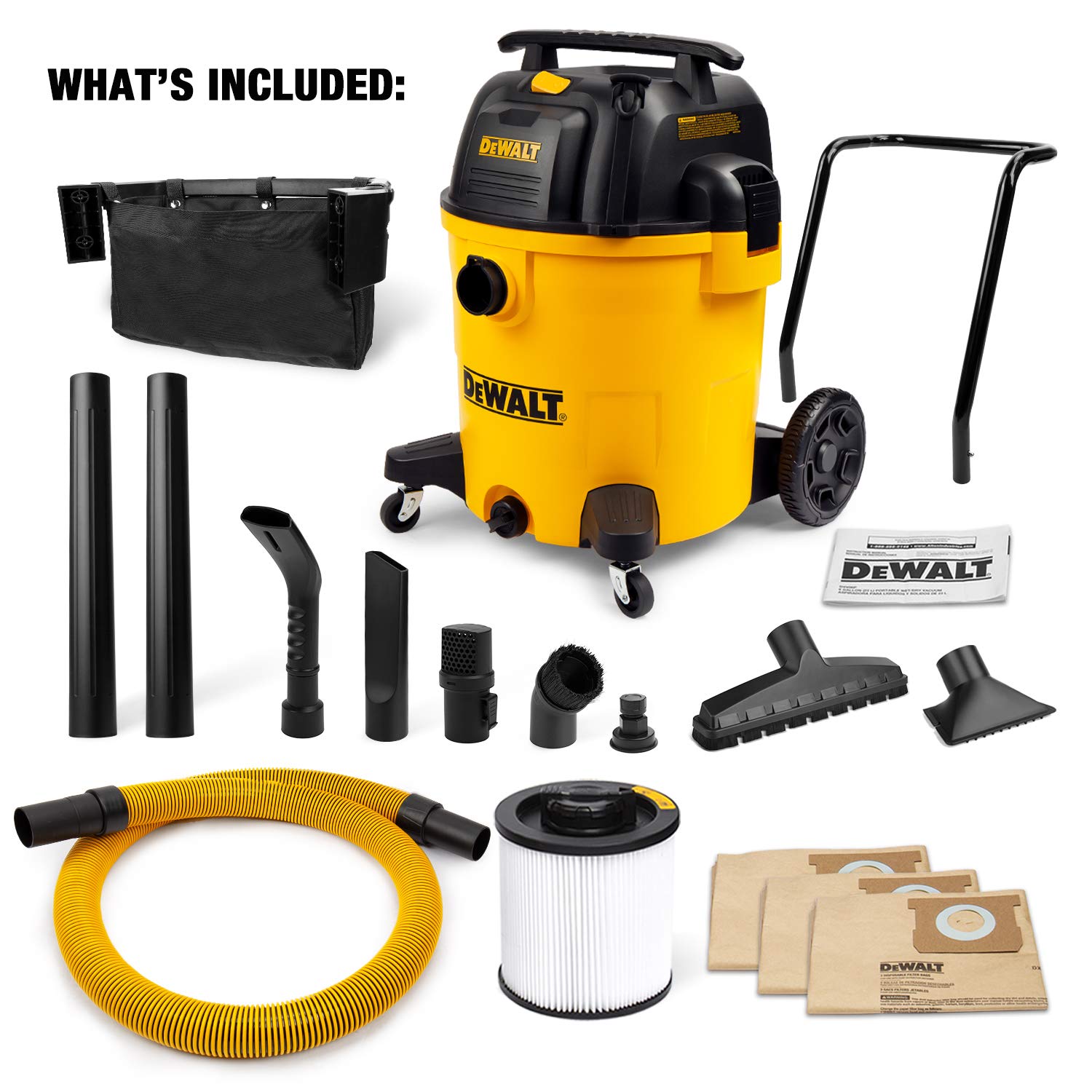 DEWALT DXV16PA 16 gallon Poly Wet/Dry Vac/Acc,Yellow DEWALT
