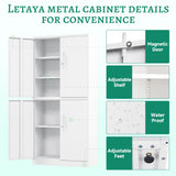 Letaya Metal Storage Cabinet with Lock Door, Adjustable Shelf Steel Cabinets for Office, Home,Pantry,Kitchen,Garage Utility Cabinet (4 Door-White) Letaya
