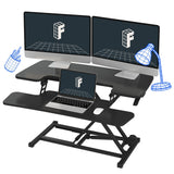 FLEXISPOT 35in Standing Desk Converter Height Adjustable Sit to Stand up Desk Riser Computer Workstation with Keyboard Tray Wide 2-Tier Desktop Black FLEXISPOT
