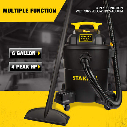 Stanley - SL18116P Wet/Dry Vacuum, 6 Gallon, 4 Horsepower Black - WoodArtSupply