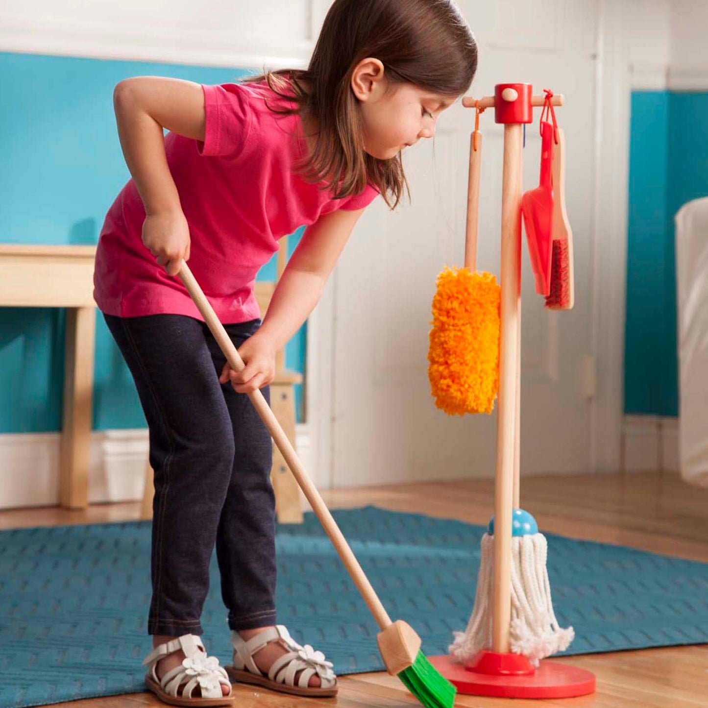 Melissa & Doug Let's Play House Dust! Sweep! Mop! 6 Piece Pretend Play Set - Toddler Toy Cleaning Set, Pretend Home Cleaning Play Set, Kids Broom And - WoodArtSupply