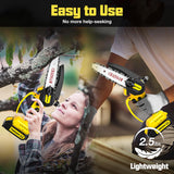 Mini Chainsaw Cordless, Best Mini Chain Saw Cordless 6 Inch With Security Lock [Seniors Friendly], Super Handheld Chain Saws Battery Powered With Zeeksaw