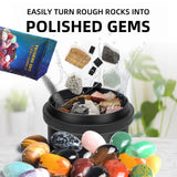 Tryes Rock Tumbler Kit Adults - Rock Polisher Tumbler with Noise Reduction Cover, Speed&Timer Control, Includes 4 Polishing Grits, Rough Gemstones, Tryes