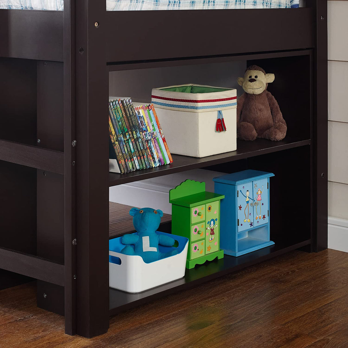 Naomi Home Twin Loft Bed with Desk and Storage - Space-Saving Kids Bed in Espresso Naomi Home
