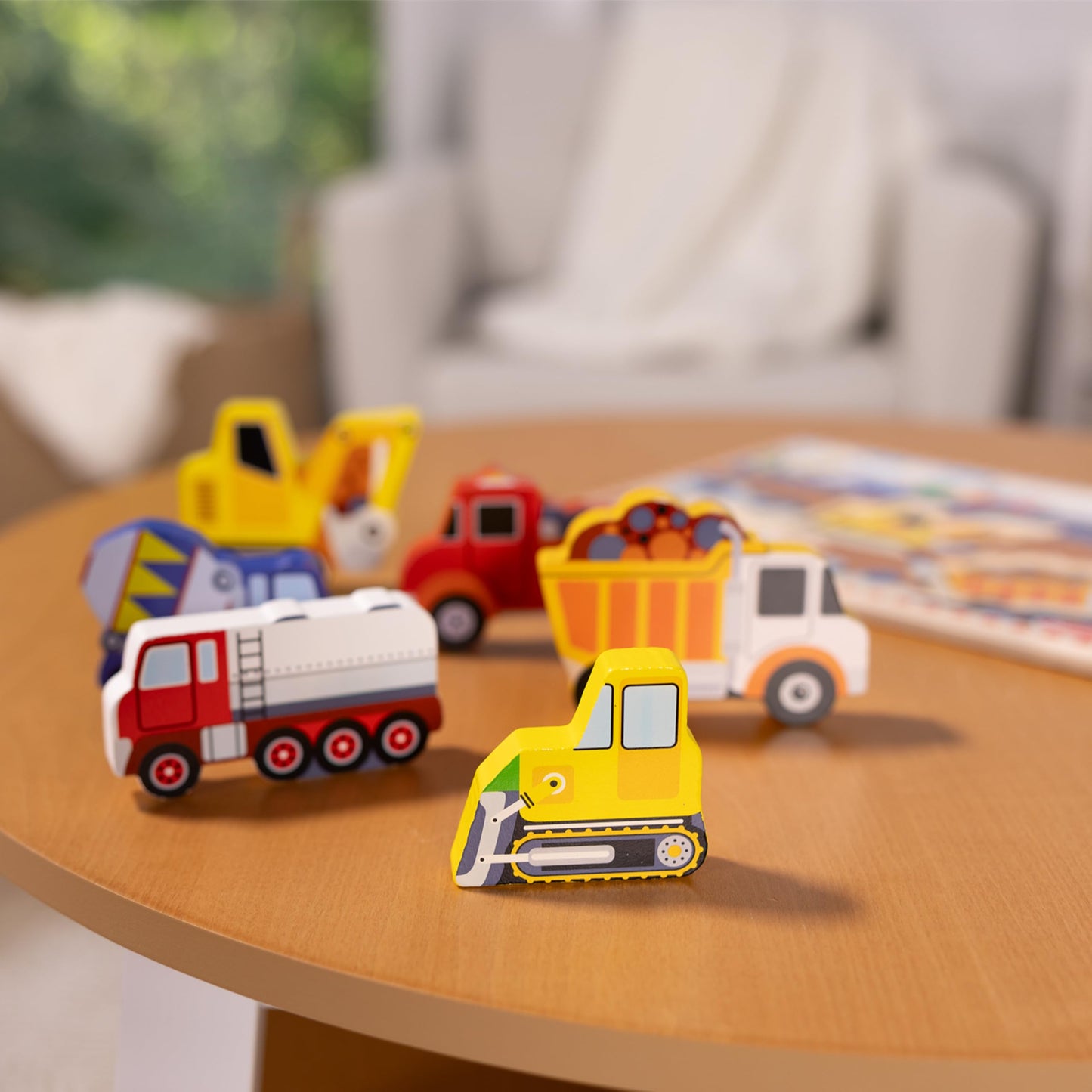 Melissa & Doug Construction Vehicles Wooden Chunky Puzzle (6 pcs), Multicolor, 11.95 x 8.95 x 1.0 - WoodArtSupply