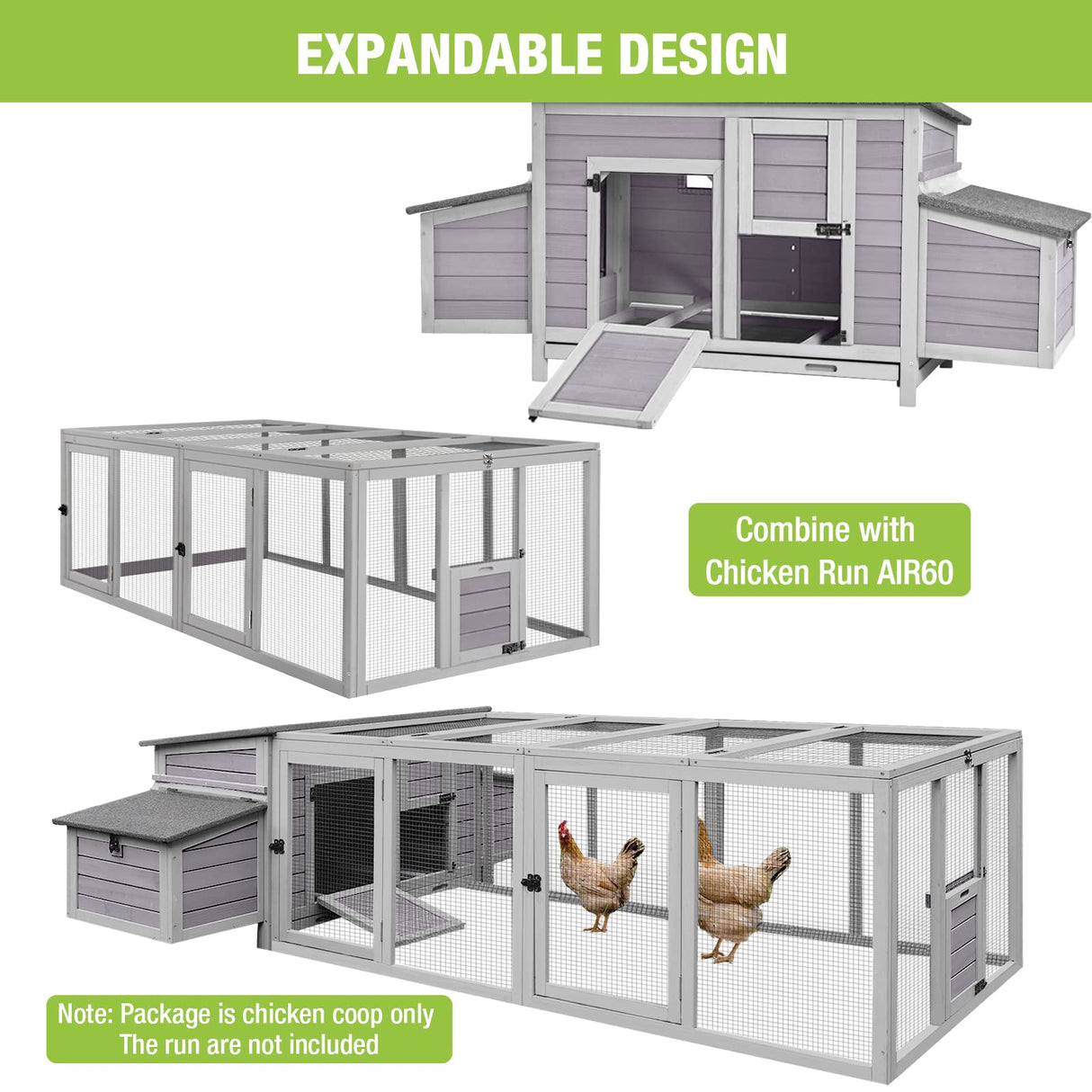 Chicken Coop Outdoor Hen House Wooden Poultry Cage with 2 Perches,2 Sides Large Nesting Boxes GUTINNEEN