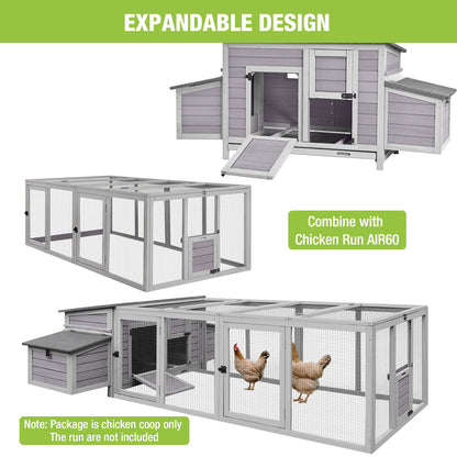 Chicken Coop Outdoor Hen House Wooden Poultry Cage with 2 Perches,2 Sides Large Nesting Boxes